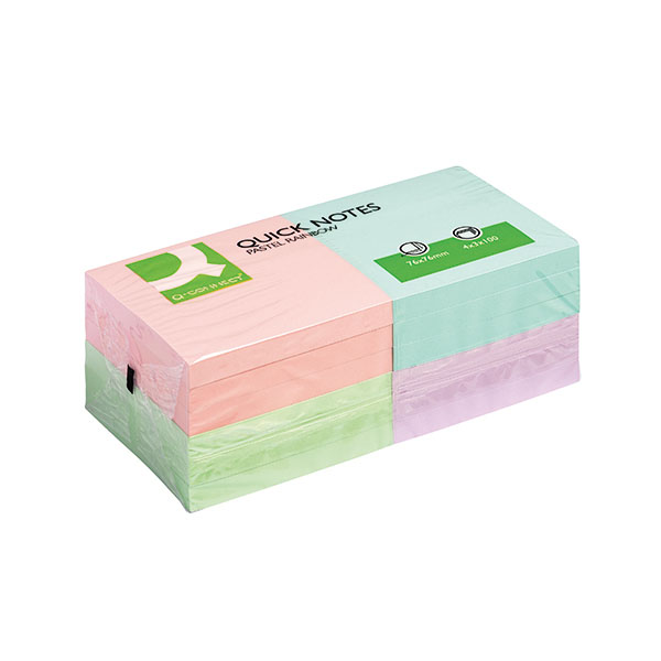 Q-Connect Pastel Quick Note Pad Pk12