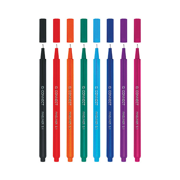 Q-Connect Tria Fineliners Ast Pk8