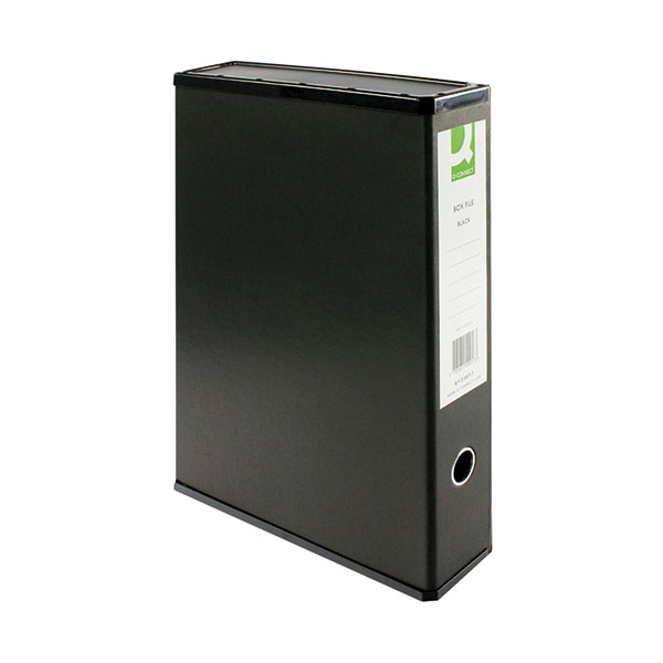 Q-Connect 75mm Box File FC Black Pk5