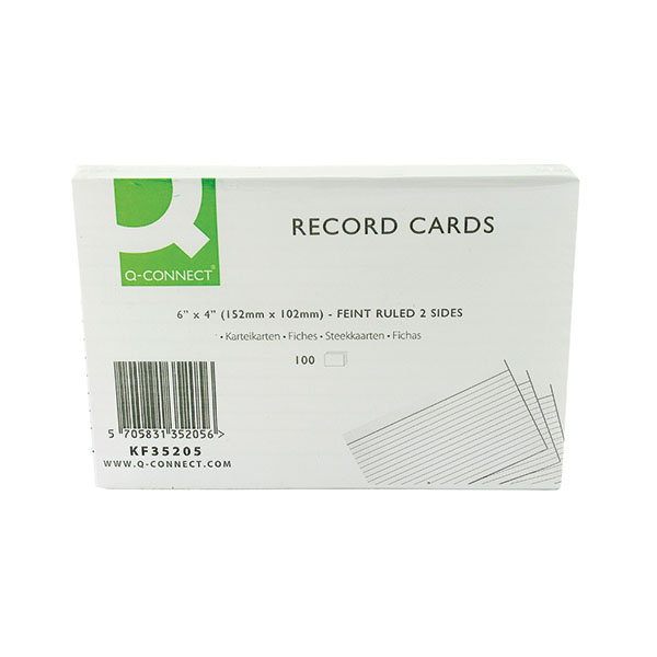 Q-Connect Recd Card 152x102 Wht P100