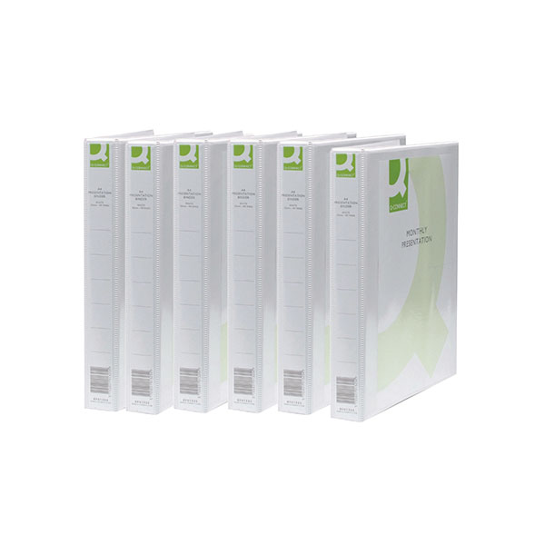 Q-Connect 2 R/Present Binder Wht Pk6