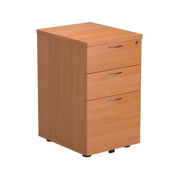 3Drw Under Desk Pedestal V2 Beech