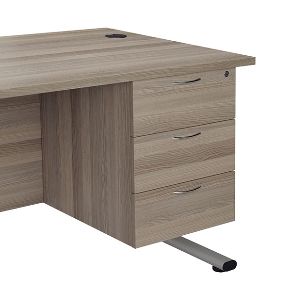 Jemini 3 Drw Fixed Ped Grey Oak