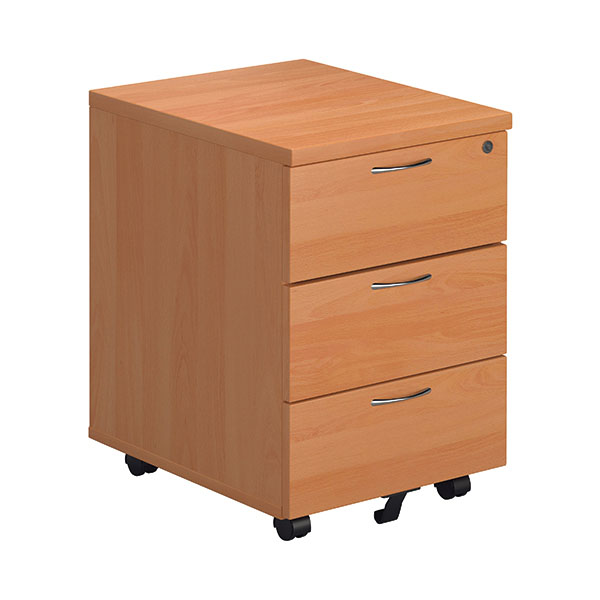 First 3 Drawer Mobile Pedestal Beech