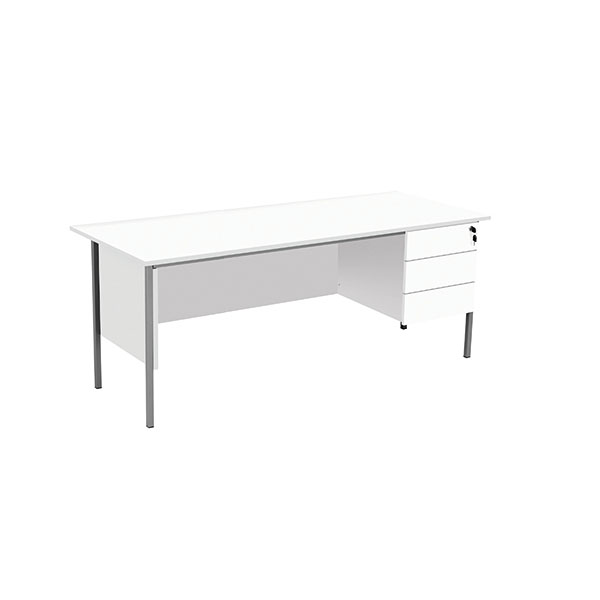 Serrion Rect 3 Drw Ped White