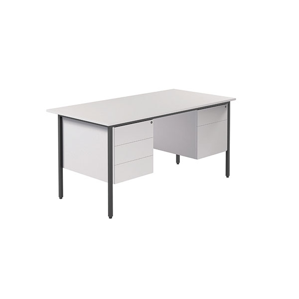 Serrion Rect Double Ped 4 White