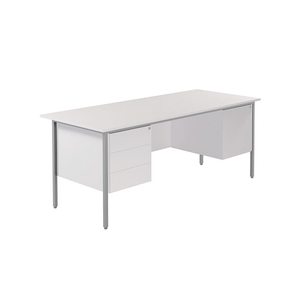 Serrion Rect Double Ped 4 White