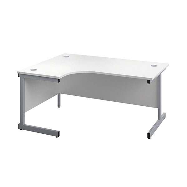 First Radial LH Desk 1600 White/Slv