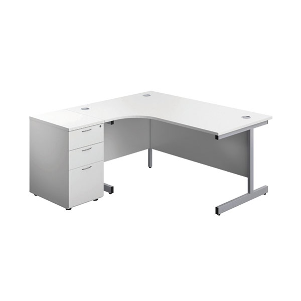First Rdl LH Desk Ped White/Silver
