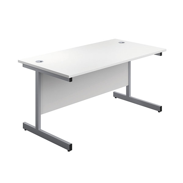 First Rect Desk 1400 White/Silver