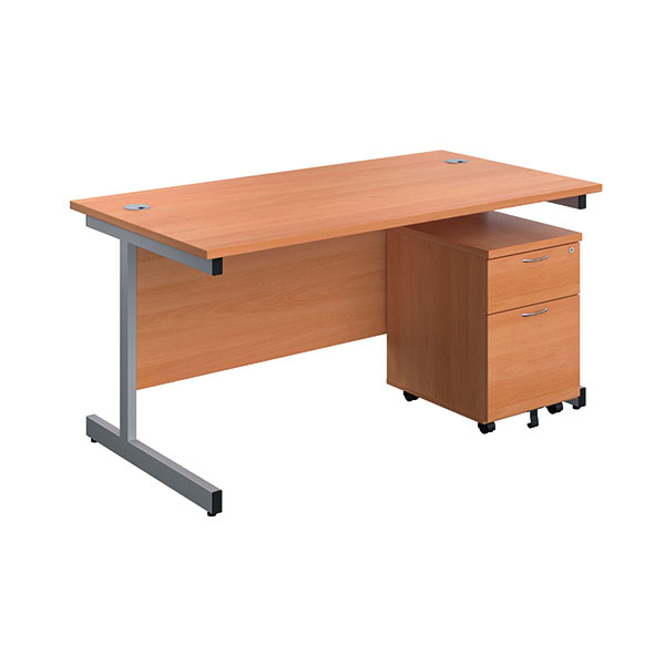 First Desk 3 Drw Ped 1600 Beech/Slv