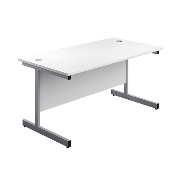 First Desk 3 Drw Ped 1600 White/Slv