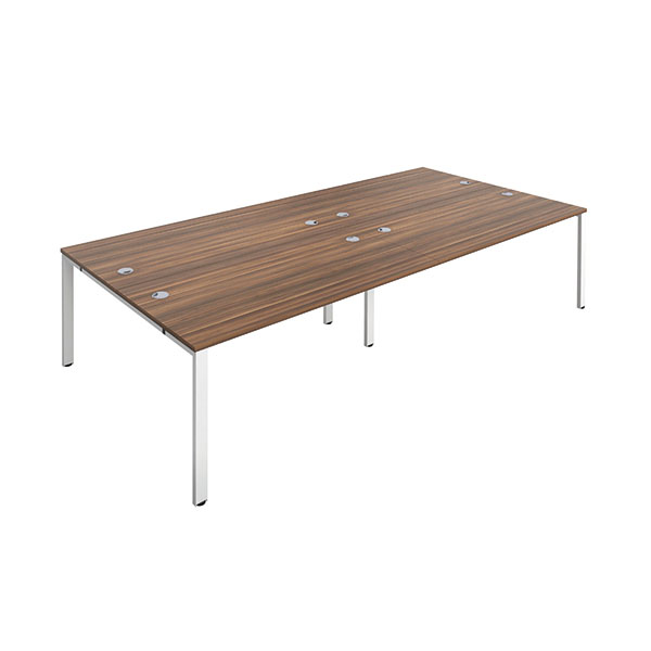 Jemini 4 Person Bench Desk D/Wal/Wht