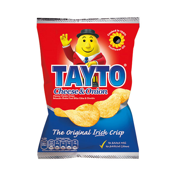 Tayto Cheese/Onion Crisps 45g Pk50