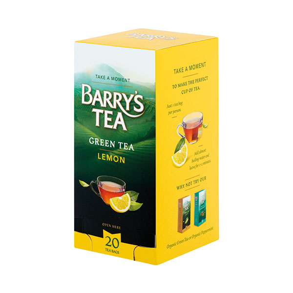 Barrys Organic Green Tea/Lemon Pk20
