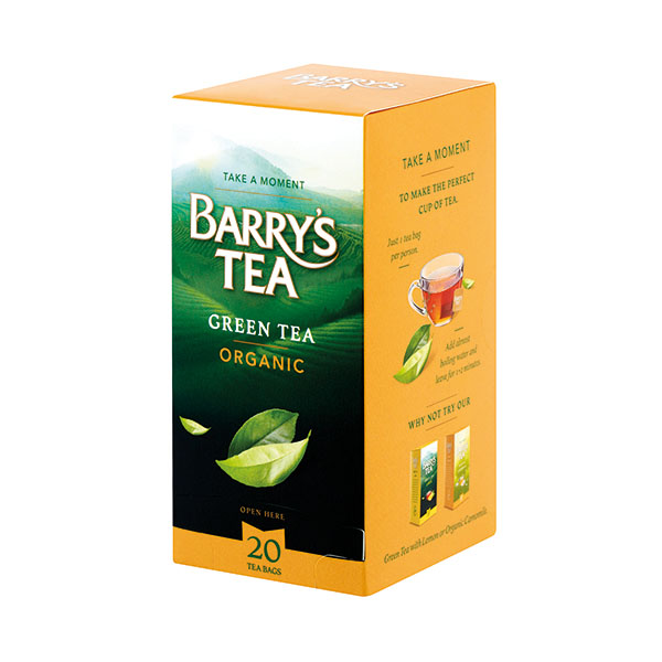 Barrys Organic Green Tea Env Pk20