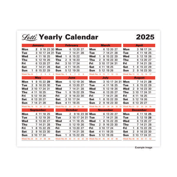 Letts Yearly Calendar 2025