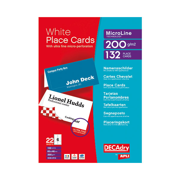 Decadry Perf Placecard 85x46 Wt P132