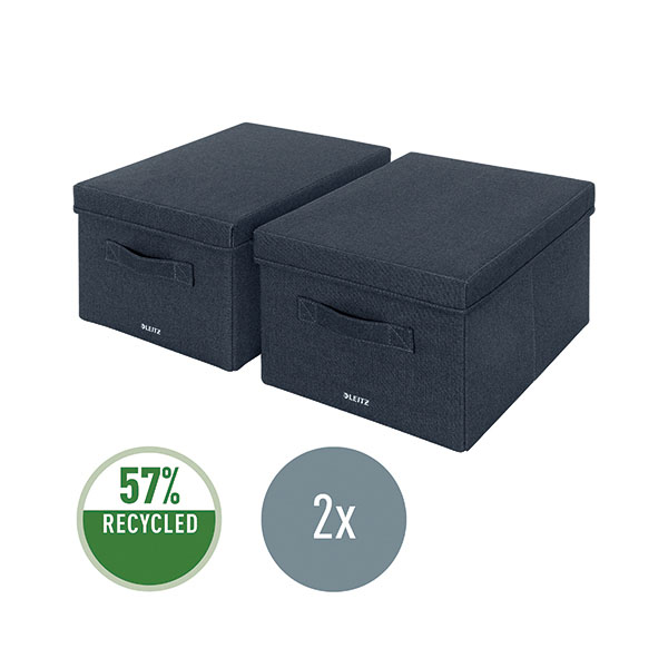 Leitz Fabric Box w/Lid Twnpk Med Gry