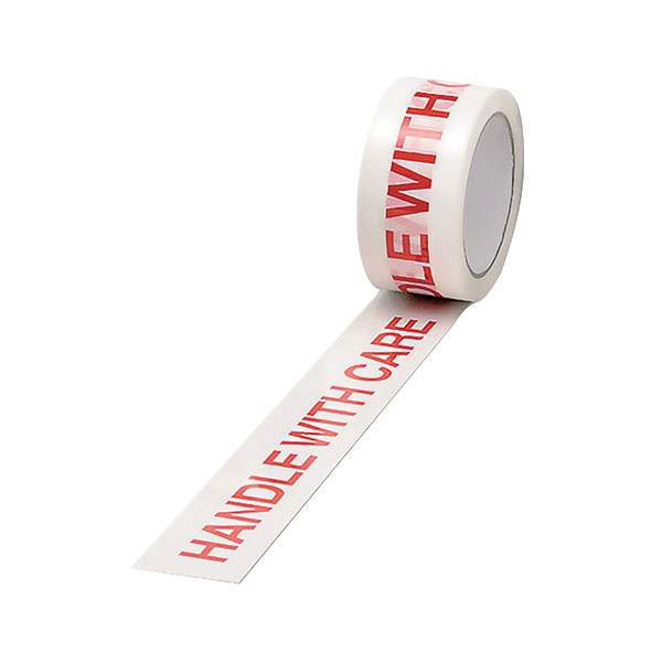 Printed Tape Handle w/Care Wht/Rd P6