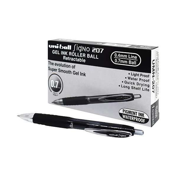 Uni-Ball Signo 207 RRb Gel Blk Pk12