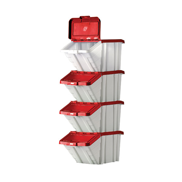 Barton MF Storage Bins Red Lids Pk4