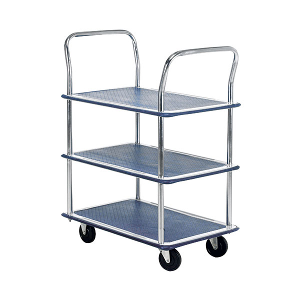 Barton 3 Shelf Trolley Silver/Blue