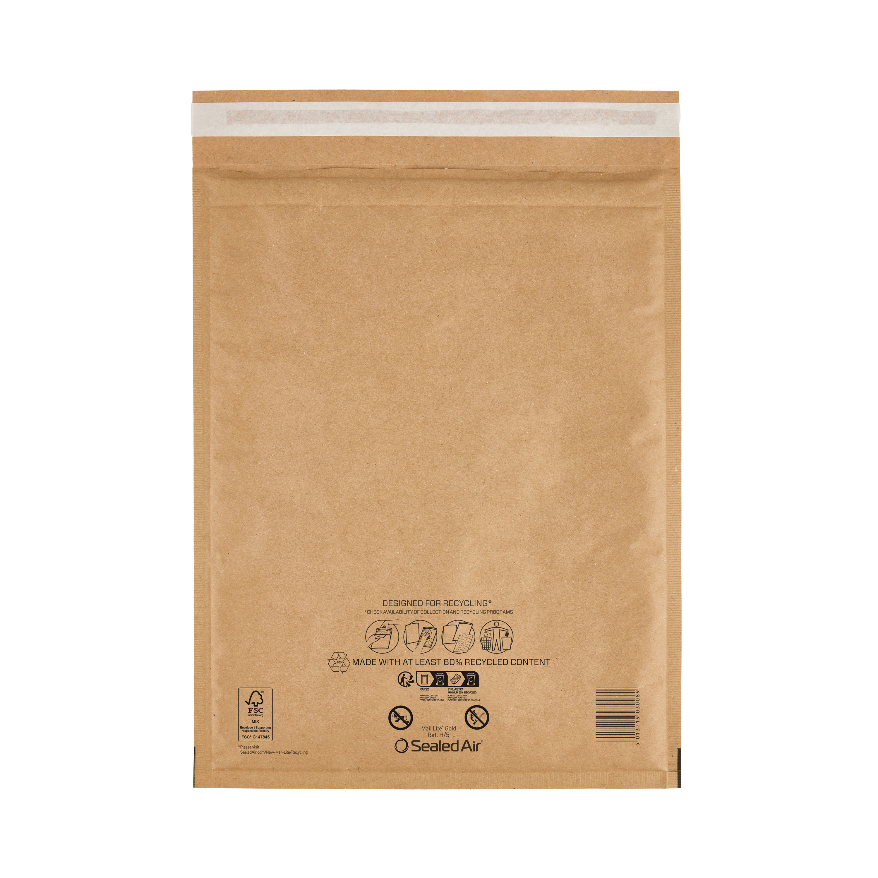 Bubble Postal Bags Gold H/5 Pk100