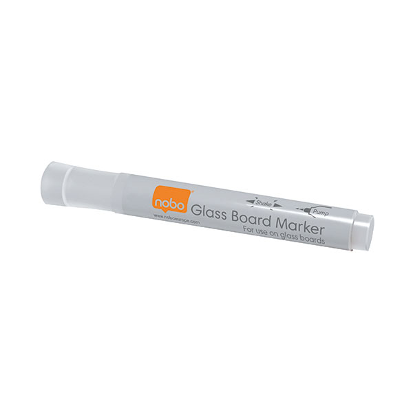 Nobo Glass Whitebd Marker Wht Pk4