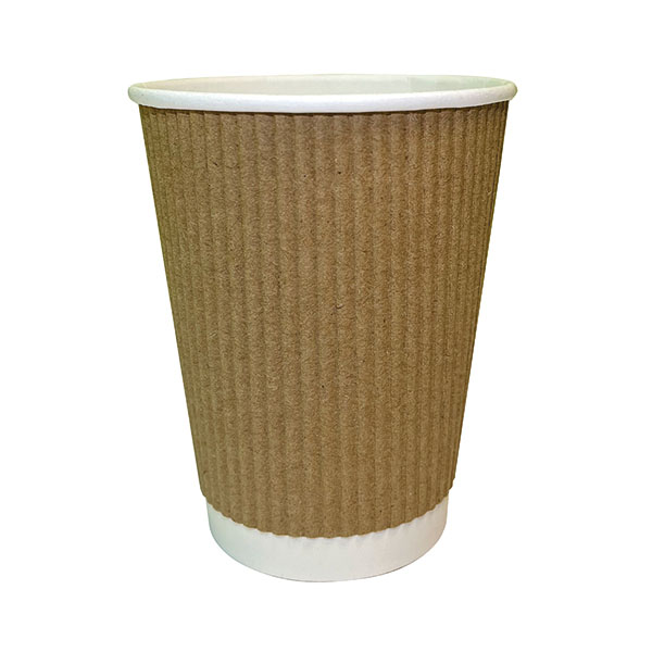 Cup 12oz Kraft Ripple Pk500