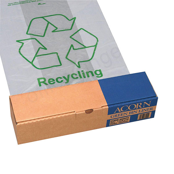 Acorn Green Bin Liner Clear Pk50