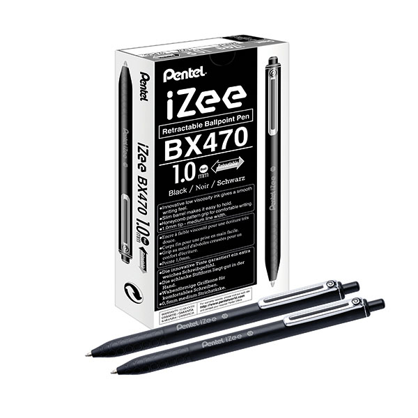 Pentel iZee R Blpt Pen 1.0 Blk Pk12