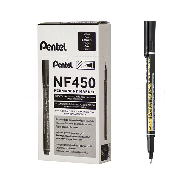 Pentel Perm Marker Ex Fine Blk Pk12