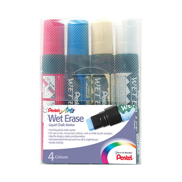 Pentel Jumbo Chalk Markers Pk4 Ast