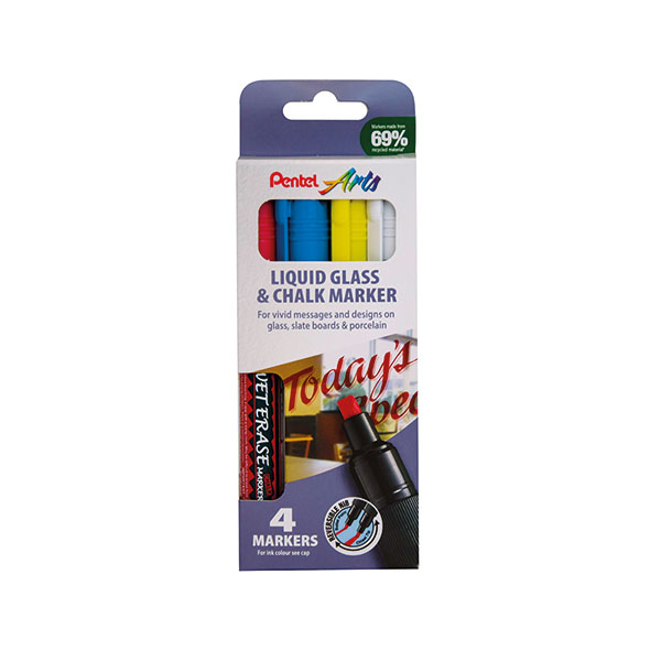 Pentel Chalk Markers Ast PkOf 4