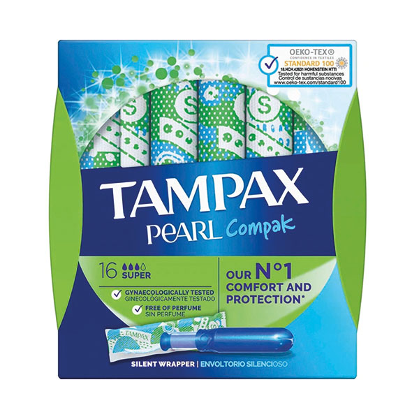 Tampax Compak Pearl Sup Tmp Bx16 Pk4