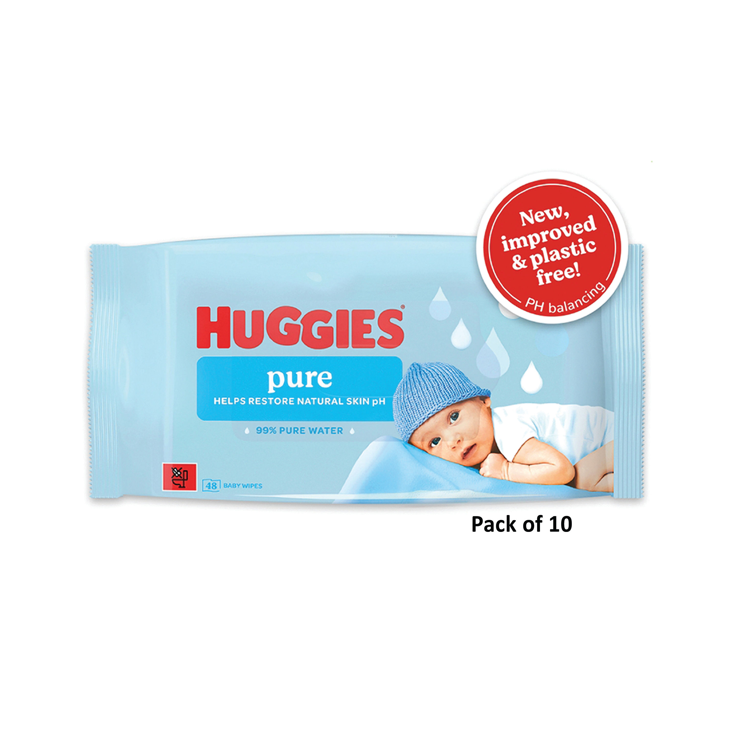 Huggies Pure PF Baby Wipes x48 Pk10