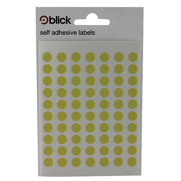 Blick Coloured Lbls 8mm Yllow Pk9800