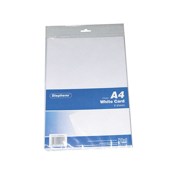 Stephens A4 Card Sheets x10 Whte Pk8