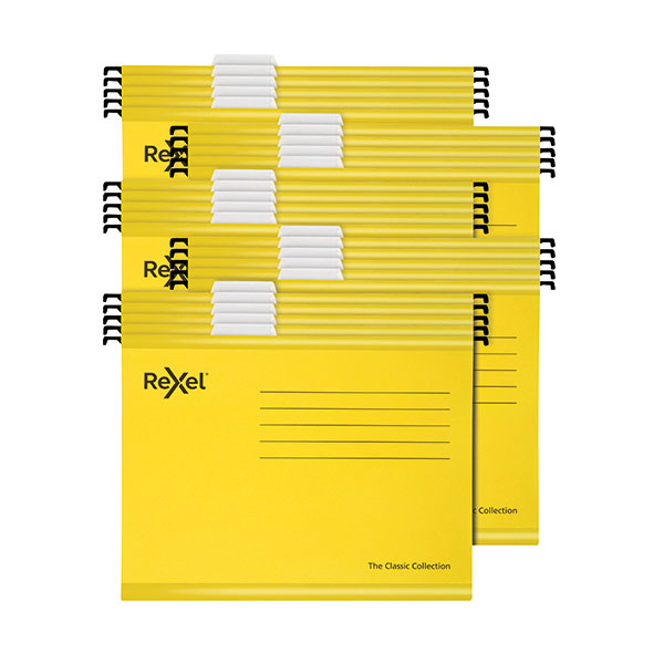 Rexel Yellow Foolscap Susp File Pk25