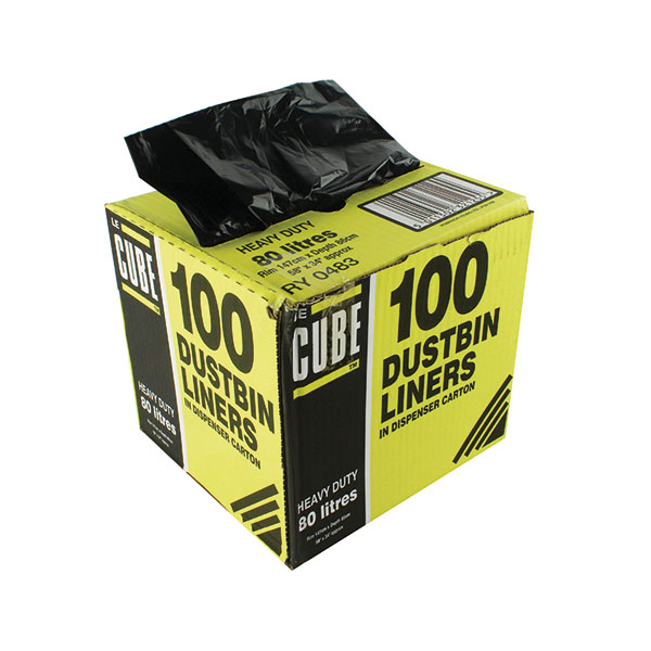 Le Cube Dustbin Liners Pk100 80L