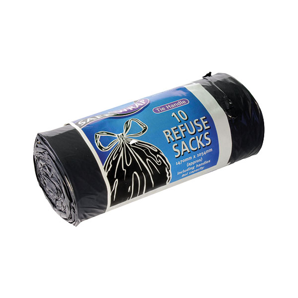 Refse Sacks Roll 10x4 Tie Black Pk40