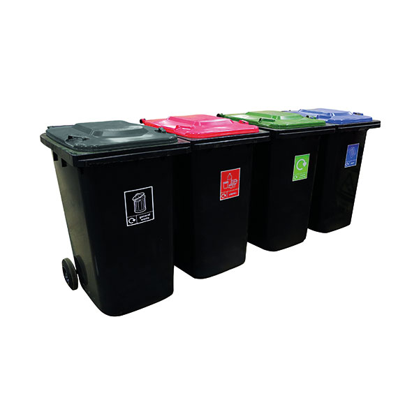 VFM Wheelie Bins 240L Color Lids Pk4