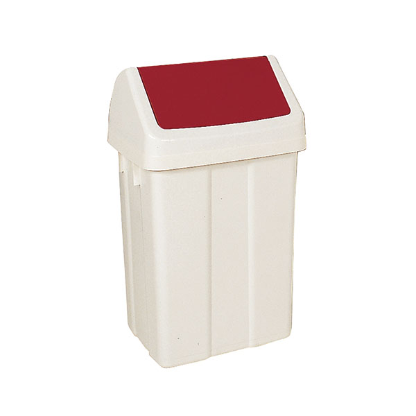 50 Litre Swing Bin White/Red 330352