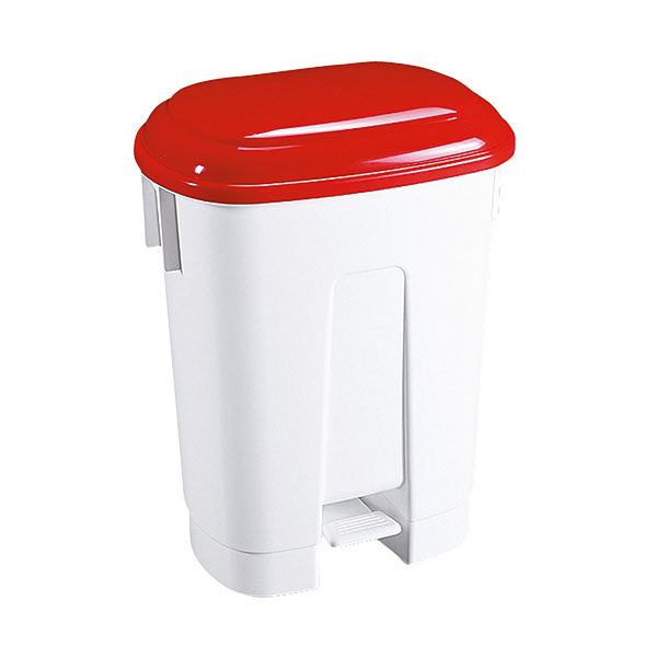 60L Plastic Bin White/Red 348012