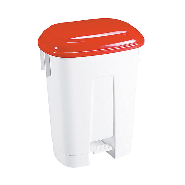 30L Plastic Bin White/Red 348021