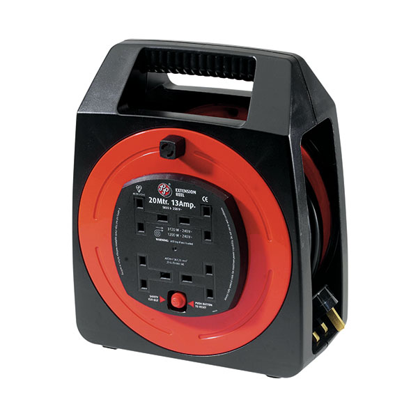 Extension Cable Reel 20m 4-Socket