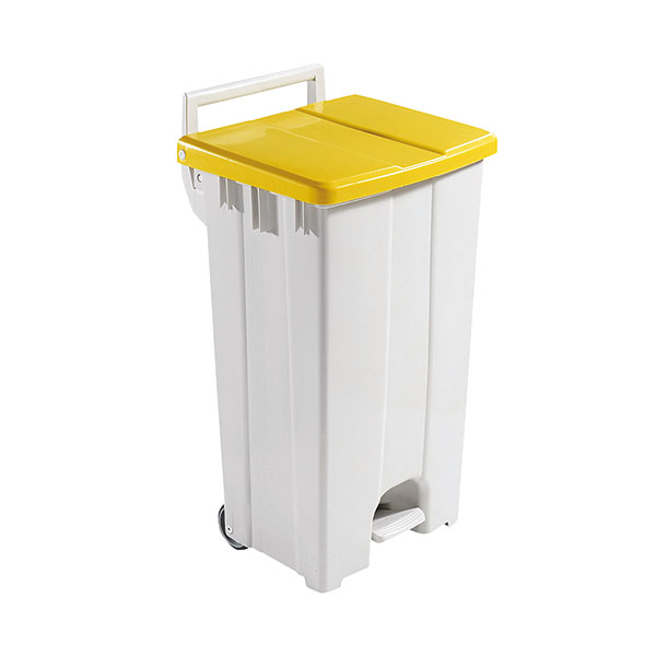 90L Mobile Pedal Bin Lid Ylw 357002