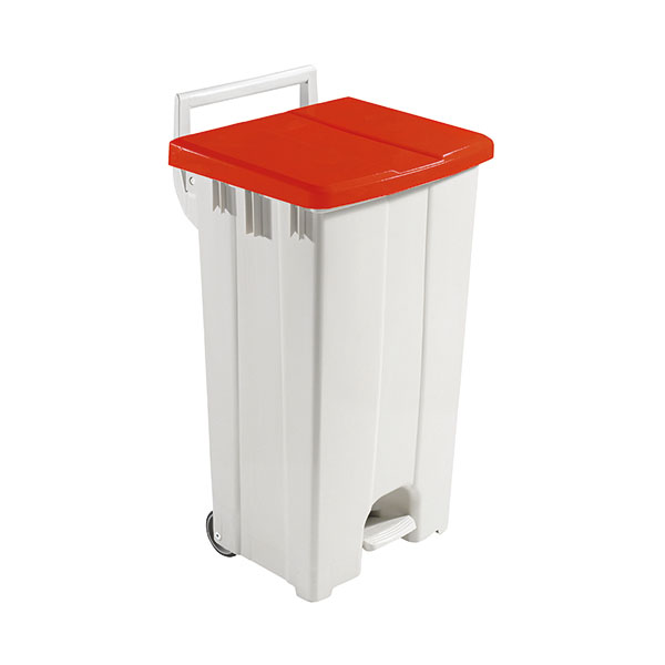 90L Mobile Pedal Bin Lid Red 357004