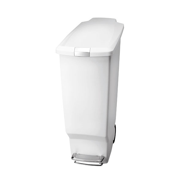 Slim White Pedal Bin 40L 382649